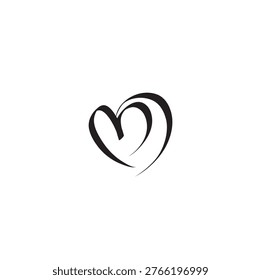 Heart in continuous line art drawing stile, Hand drawn artwork of a heart. 