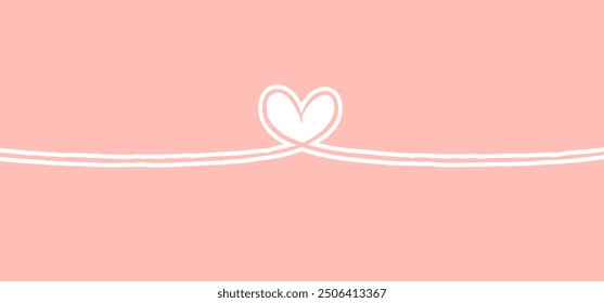 Heart continuous line art, love background with heart outline doodle