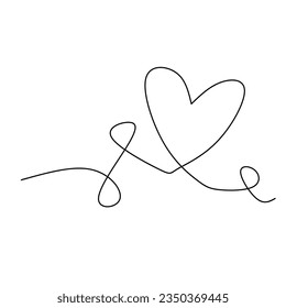 Heart continuous line design vector.