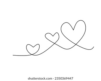 Heart continuous line design vector.