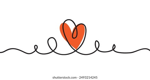 Heart. continuous line drawing. Abstract black and white minimal single line art style vector illustration.