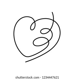 Heart continuous line drawing with editable stroke - vector illustration of single outline symbol of romance and love or healthcare and charity concept or logo in isolated vector illustration.