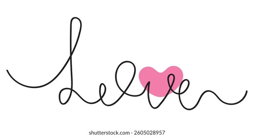 Heart continuous line drawing. Single contour heart for love design. Single line art sketch heart. Thin flourish ribbon and romantic symbol in simple linear style. Doodle contour vector illustration.