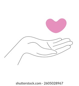 Heart continuous line drawing. Single contour heart for love design. Single line art sketch heart. Thin flourish ribbon and romantic symbol in simple linear style. Doodle contour vector illustration.