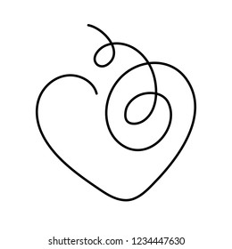 Heart continuous line drawing vector illustration with editable stroke. Single outline symbol of romance and love or healthcare and charity concept or logo in isolated vector illustration.