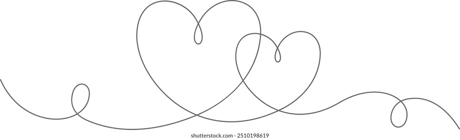 Heart continuous line. Hand drawn heart. Symbol of love.