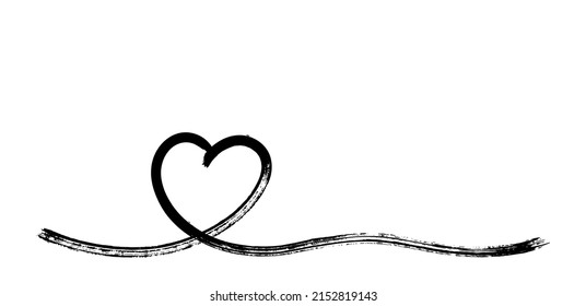 Dibujo de arte en línea continua del corazón. Ilustración del vector del doodle dibujado a mano en una línea continua. Diseño de corazón de tinta de pintura en línea