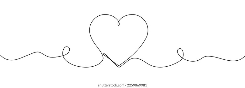 Heart continuous one line art drawing. Love concept. Vector illustration isolated on white.