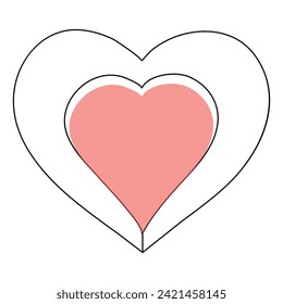 Heart continuous one line art drawing. color shape Love sign. outline Vector illustration.