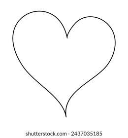 Heart continuous one line art drawing color shape Love sign  outline Vector illustration 