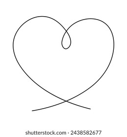 Heart continuous one line art drawing color shape Love sign outline Vector illustration