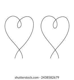 Heart continuous one line art drawing color shape Love sign outline Vector illustration
