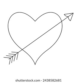 Heart continuous one line art drawing color shape Love sign outline Vector illustration