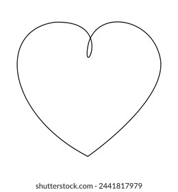 Heart continuous one line art drawing color shape Love sign outline Vector illustration