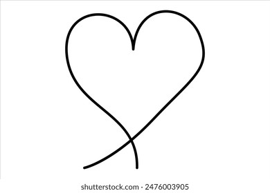 Heart continuous one line art drawing color shape Love sign outline Vector illustration