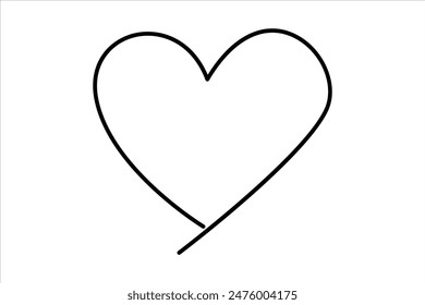 Heart continuous one line art drawing color shape Love sign outline Vector illustration