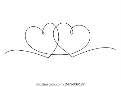 Heart continuous one line art drawing color shape Love sign outline Vector illustration