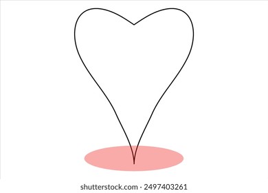 Heart continuous one line art drawing color shape Love sign outline Vector illustration