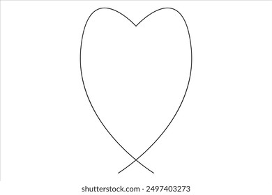 Heart continuous one line art drawing color shape Love sign outline Vector illustration