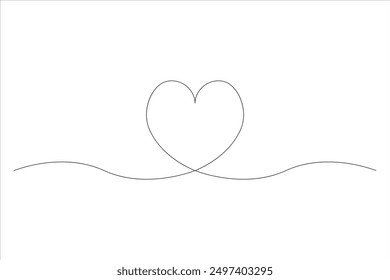 Heart continuous one line art drawing color shape Love sign outline Vector illustration