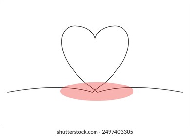 Heart continuous one line art drawing color shape Love sign outline Vector illustration