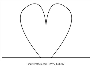 Heart continuous one line art drawing color shape Love sign outline Vector illustration