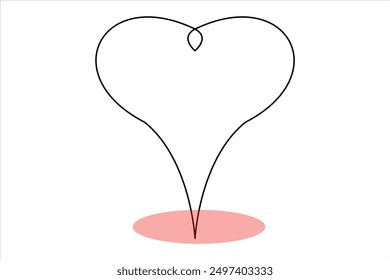 Heart continuous one line art drawing color shape Love sign outline Vector illustration