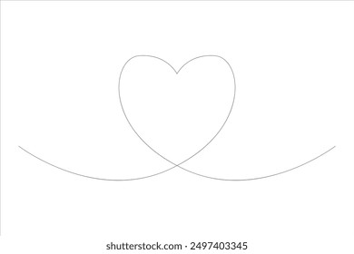 Heart continuous one line art drawing color shape Love sign outline Vector illustration