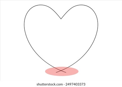Heart continuous one line art drawing color shape Love sign outline Vector illustration