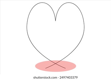 Heart continuous one line art drawing color shape Love sign outline Vector illustration