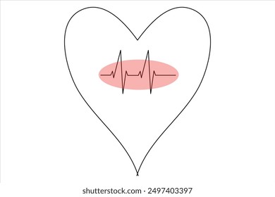 Heart continuous one line art drawing color shape Love sign outline Vector illustration