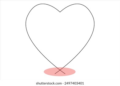 Heart continuous one line art drawing color shape Love sign outline Vector illustration