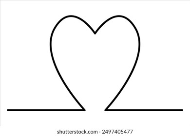 Heart continuous one line art drawing color shape Love sign outline Vector illustration
