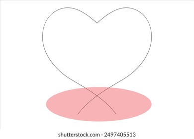 Heart continuous one line art drawing color shape Love sign outline Vector illustration
