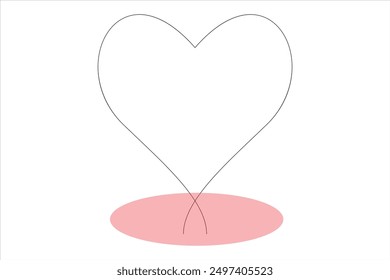 Heart continuous one line art drawing color shape Love sign outline Vector illustration
