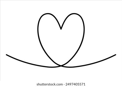 Heart continuous one line art drawing color shape Love sign outline Vector illustration
