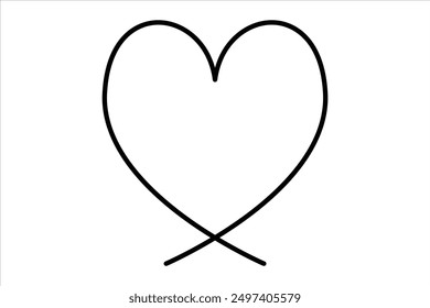 Heart continuous one line art drawing color shape Love sign outline Vector illustration
