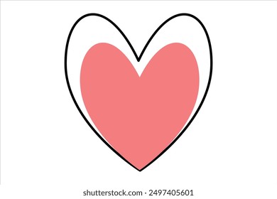 Heart continuous one line art drawing color shape Love sign outline Vector illustration
