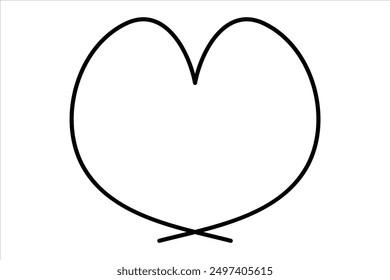 Heart continuous one line art drawing color shape Love sign outline Vector illustration

