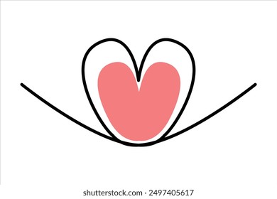 Heart continuous one line art drawing color shape Love sign outline Vector illustration

