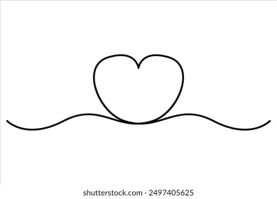 Heart continuous one line art drawing color shape Love sign outline Vector illustration

