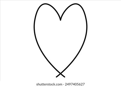 Heart continuous one line art drawing color shape Love sign outline Vector illustration
