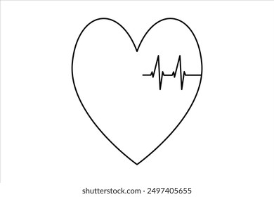 Heart continuous one line art drawing color shape Love sign outline Vector illustration

