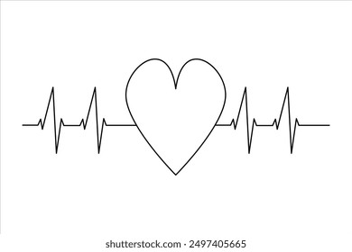 Heart continuous one line art drawing color shape Love sign outline Vector illustration
