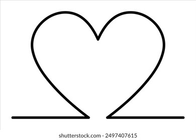 Heart continuous one line art drawing color shape Love sign outline Vector illustration