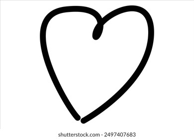 Heart continuous one line art drawing color shape Love sign outline Vector illustration