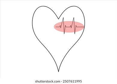 Heart continuous one line art drawing color shape Love sign outline illustration