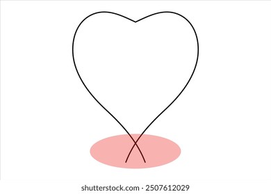 Heart continuous one line art drawing color shape Love sign outline illustration