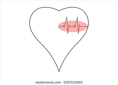 Heart continuous one line art drawing color shape Love sign outline illustration