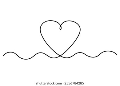 Heart continuous one line art drawing of heart hand drawn vector illustration
